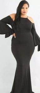 Black Cold Should Flare Maxi Dress Size 2x